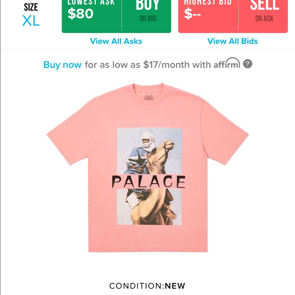 Men’s palace camel pink t shirt